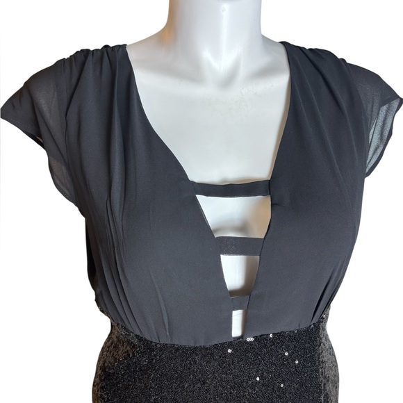 Katia 2XL Black Sequin Dress Cocktail Sexy Short After 8 LBD Versatile NWOT - Picture 4 of 8